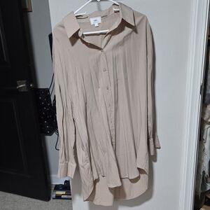 Luxe Women's Tan Button-Up Dress